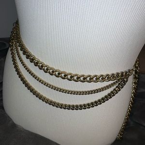 Vintage brass chain waist belt